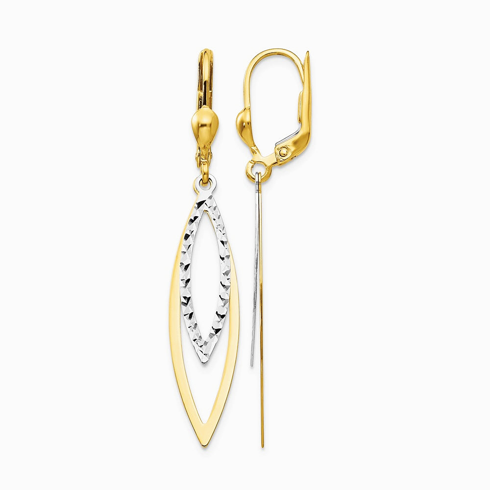 14K Two-tone Diamond-cut Leverback Earrings