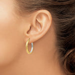 14k White Rhodium Light Square Diamond Cut Hoop Earrings - Product Photo