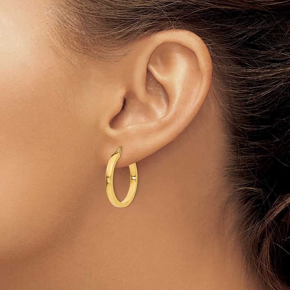 14K Yellow Gold 2x3mm Square Tube Hoops - Product Photo