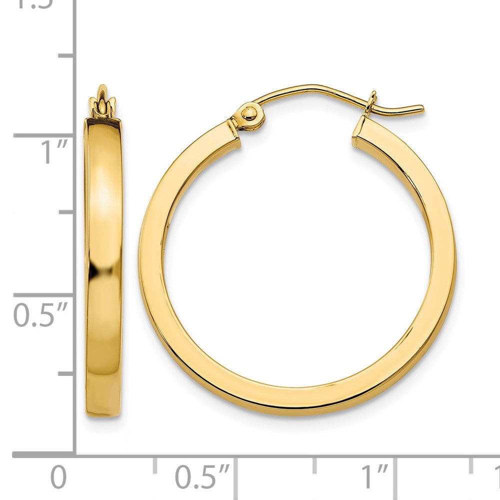 14K Yellow Gold 2x3mm Square Tube Hoops - Product Photo