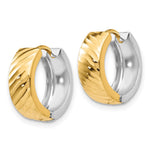 14k Two-tone Textured Hoop Earrings - Product Photo