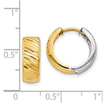 14k Two-tone Textured Hoop Earrings - Product Photo