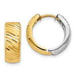 14k Two-tone Textured Hoop Earrings - Product Photo