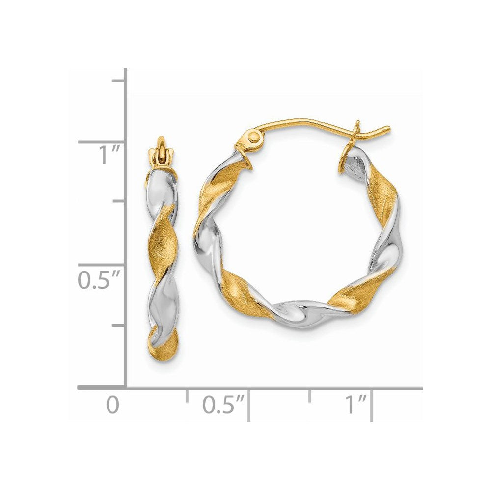 14K White Gold & Rhodium 2.0mm Twisted Hoop Earrings - Product Photo