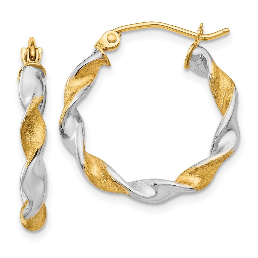 14K White Gold & Rhodium 2.0mm Twisted Hoop Earrings - Product Photo