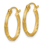 14K Satin Diamond Cut Hollow Twisted Hoop Earrings - Product Photo