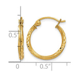 14K Satin Diamond Cut Hollow Twisted Hoop Earrings - Product Photo