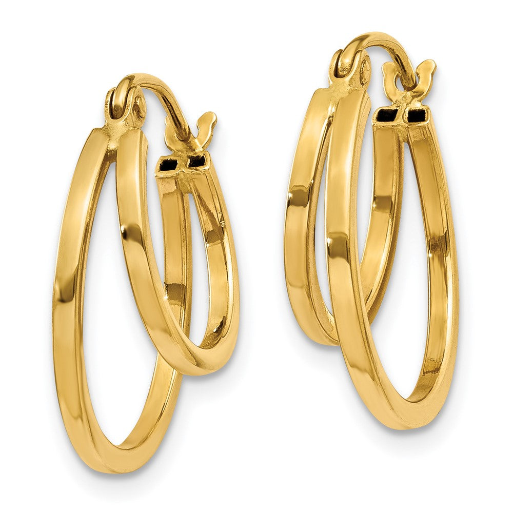 14K Yellow Gold Double Hoop Earrings - Product Photo