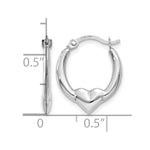 14K White Gold Heart Hoop Earrings - Product Photo