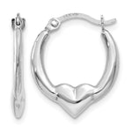 14K White Gold Heart Hoop Earrings - Product Photo