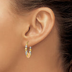 14K Yellow & Rhodium & White and Rose Rhodium Scalloped Heart Hoop Earrings - Product Photo