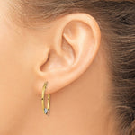 14K Yellow & Rose Gold w/ Rhodium Diamond Cut Flower Hoop Earrings - Product Photo