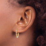 14K Yellow & Rhodium & White and Rose Rhodium Hollow Scalloped Hoop Earrings - Product Photo