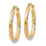 14K Yellow & Rhodium & White & Rose Rhodium Oval Hollow Scallop Hoop Earrings - Product Photo