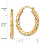14K Yellow & Rhodium & White & Rose Rhodium Oval Hollow Scallop Hoop Earrings - Product Photo