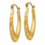 14K Satin Diamond Cut Hollow Hoop Earrings - Product Photo