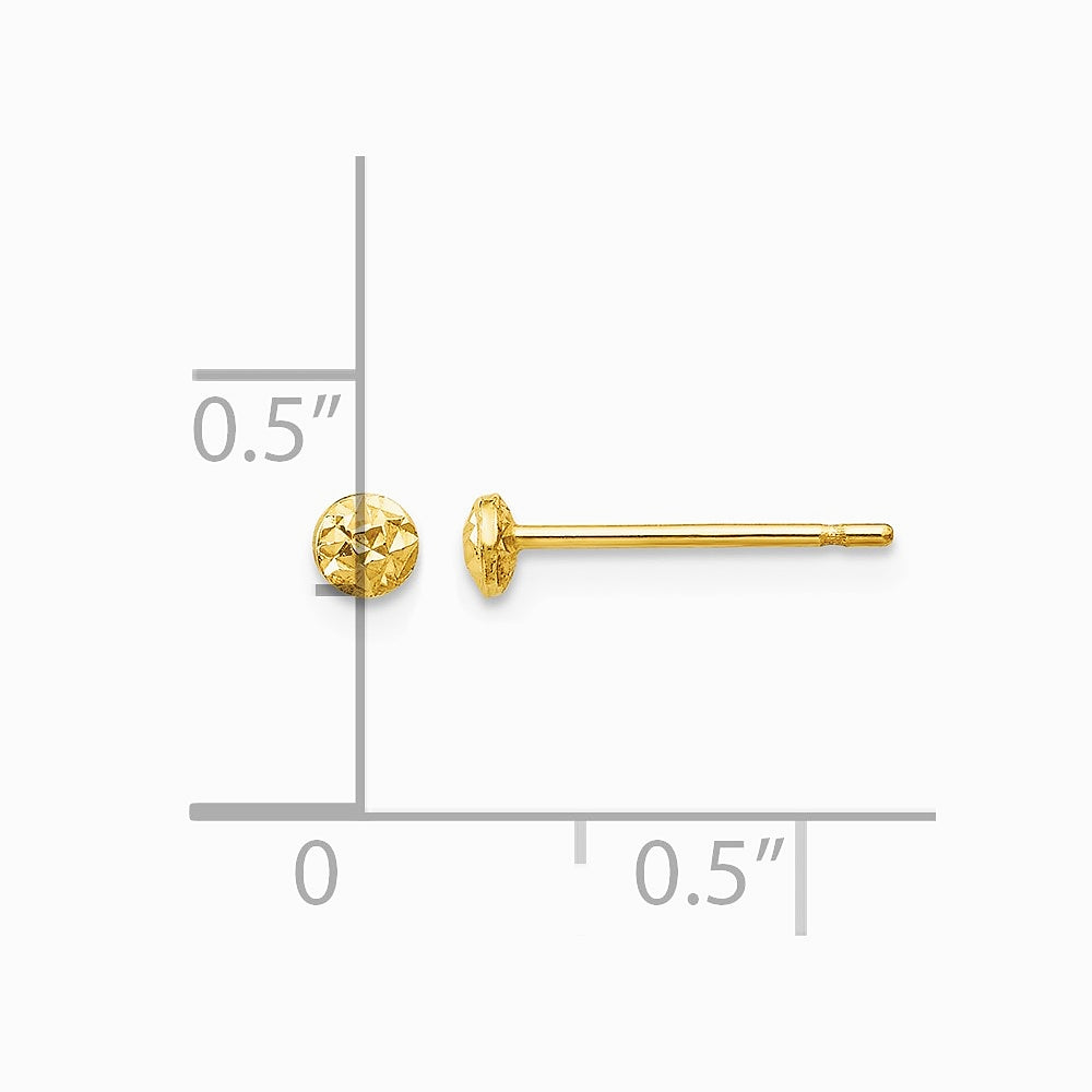 14K Yellow Gold 3 mm Puff Circle Post Earrings - Product Photo