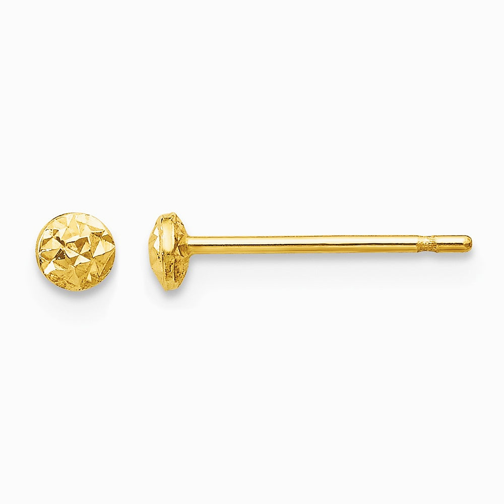 14K Yellow Gold 3 mm Puff Circle Post Earrings