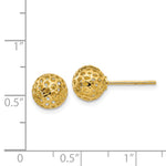 14K Yellow Gold Diamond Cut Bead Post Earrings - Product Photo