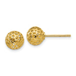14K Yellow Gold Diamond Cut Bead Post Earrings - Product Photo
