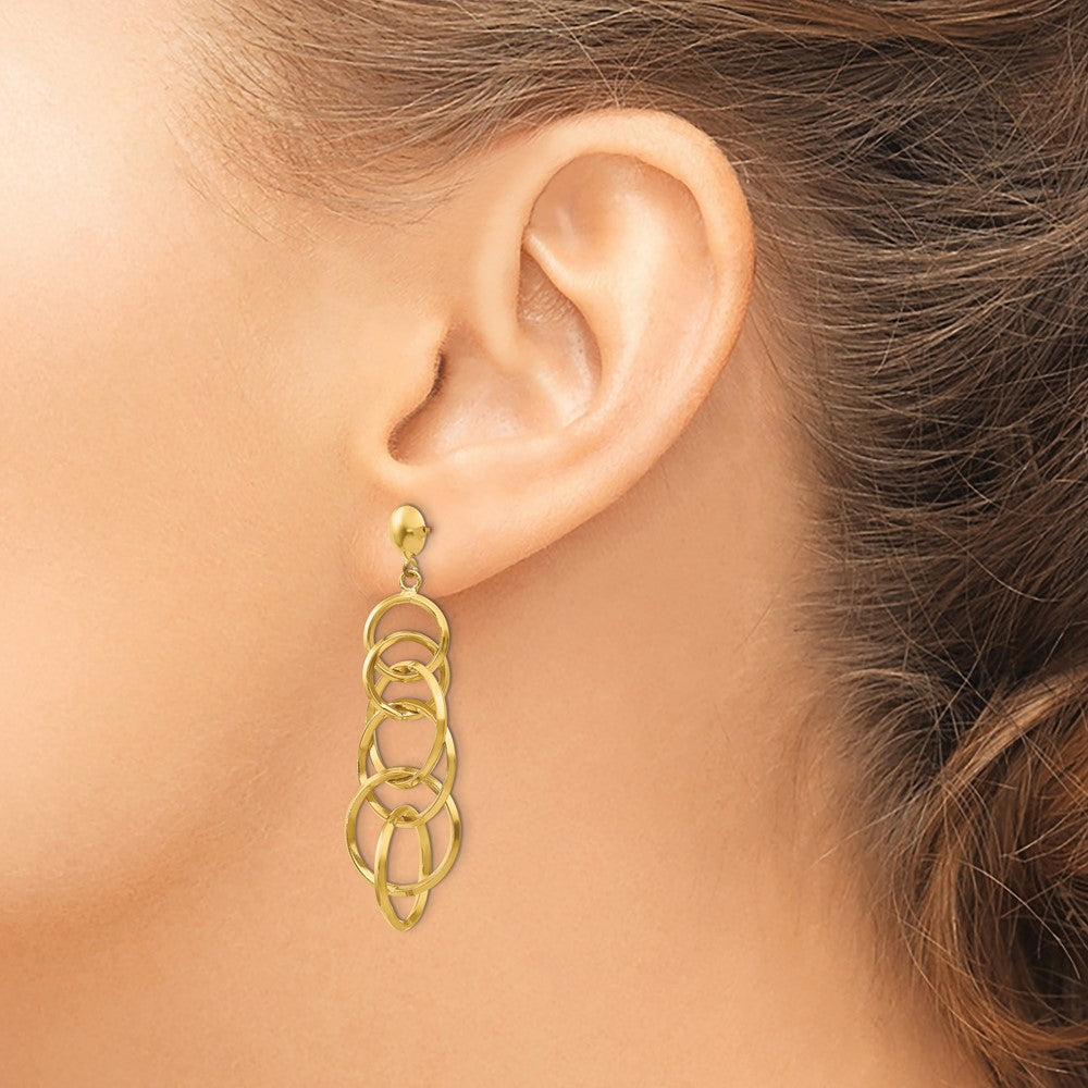 14k Circle Drop Post Earrings - Product Photo