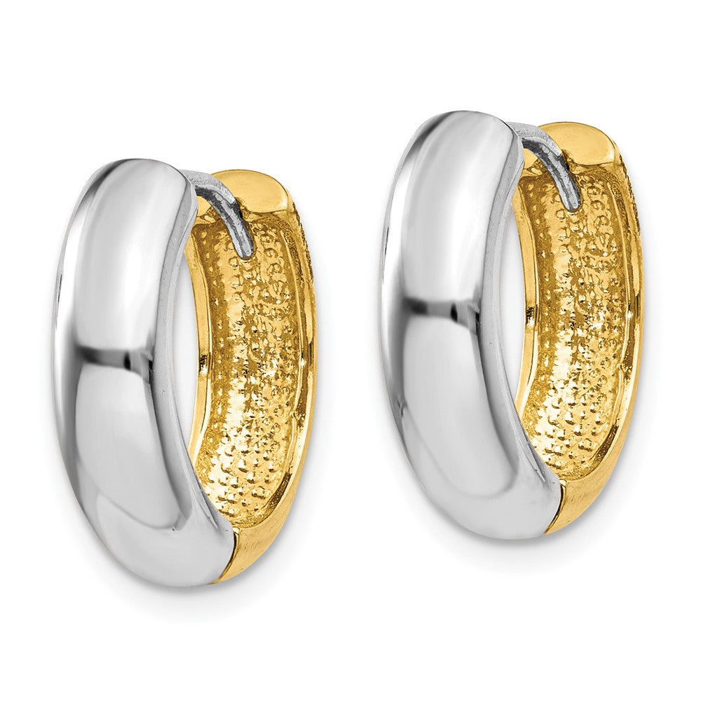 14K Two-tone Huggie Earrings - Product Photo