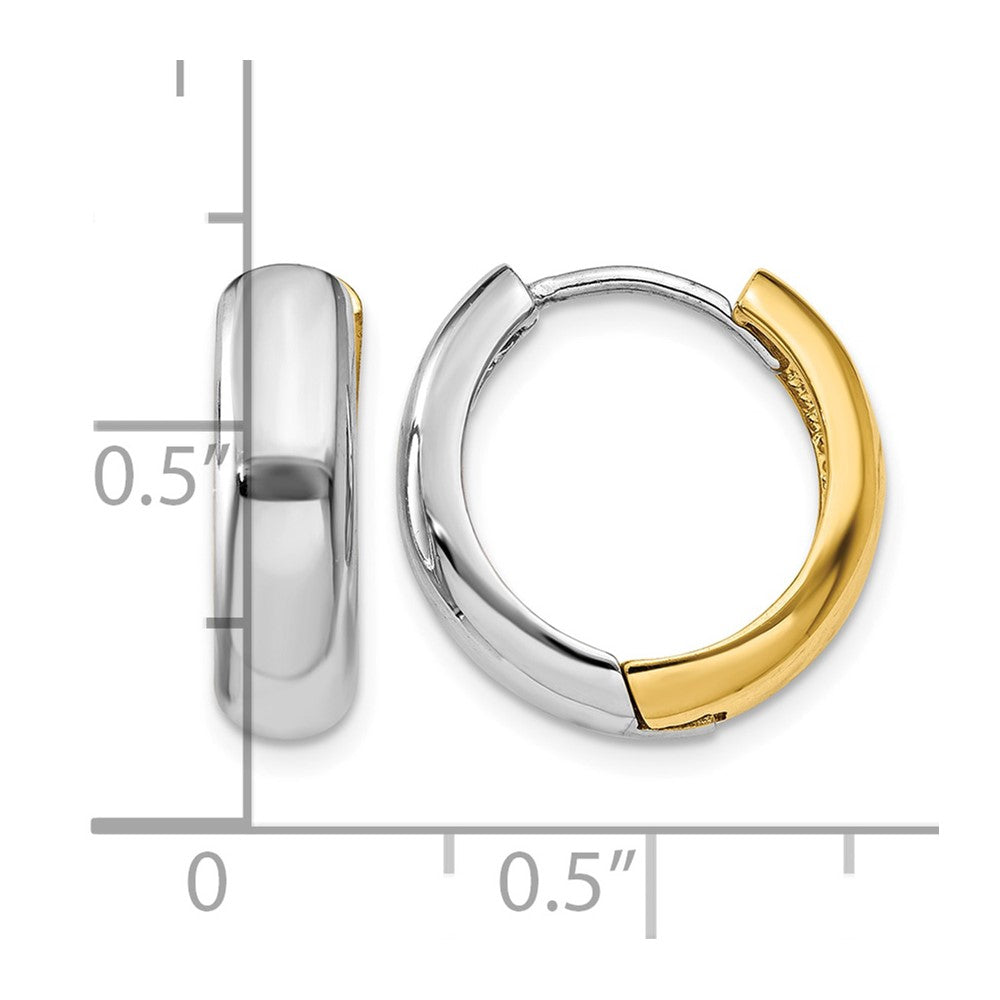 14K Two-tone Huggie Earrings - Product Photo