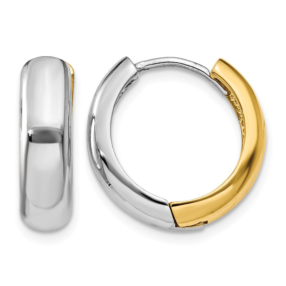 14K Two-tone Huggie Earrings - Product Photo