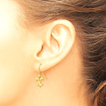 14K Yellow Gold Polished Fleur de lis Dangle Earrings - Product Photo