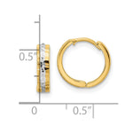 14K Yellow & Rhodium with Rhodium Diamond-cut 3x12mm Hinged Hoop Earrings - Product Photo