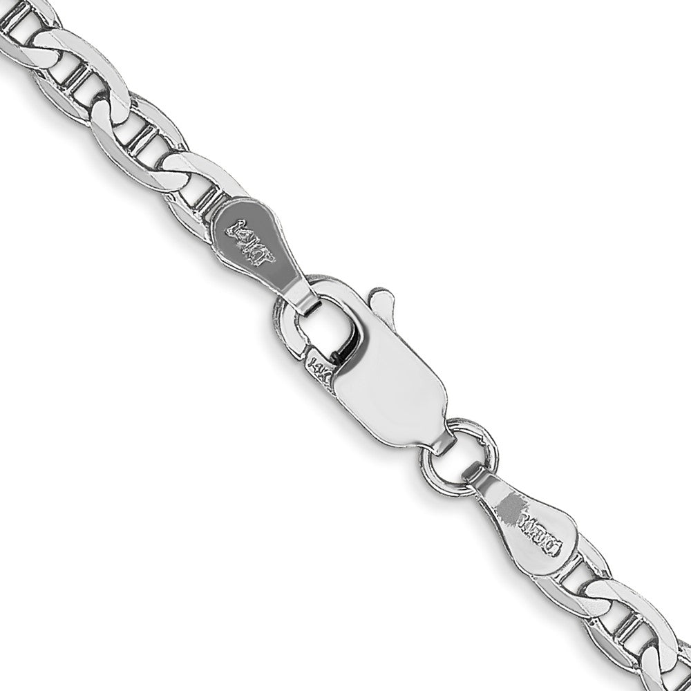 14k White Gold 3mm Concave Anchor Chain - Product Photo