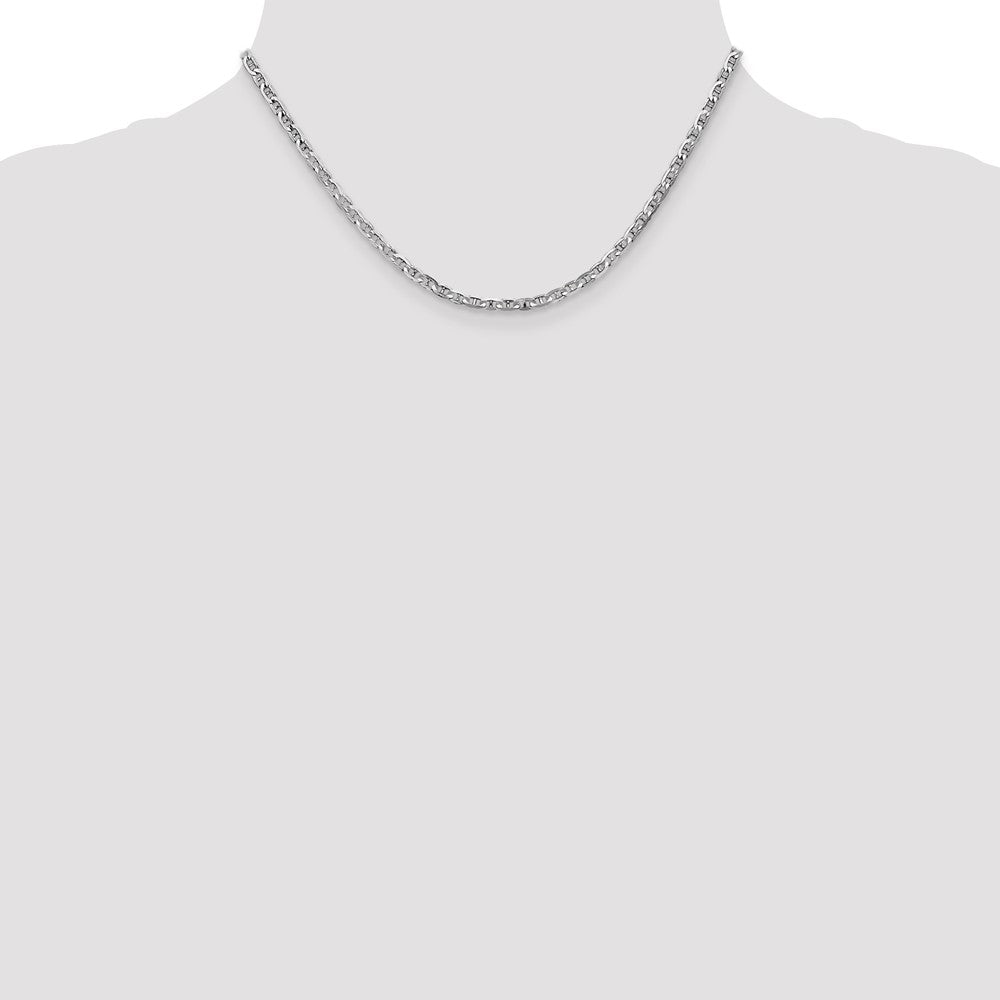 14k White Gold 3mm Concave Anchor Chain - Product Photo