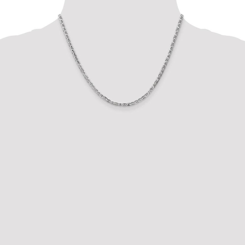 14k White Gold 3mm Concave Anchor Chain - Product Photo