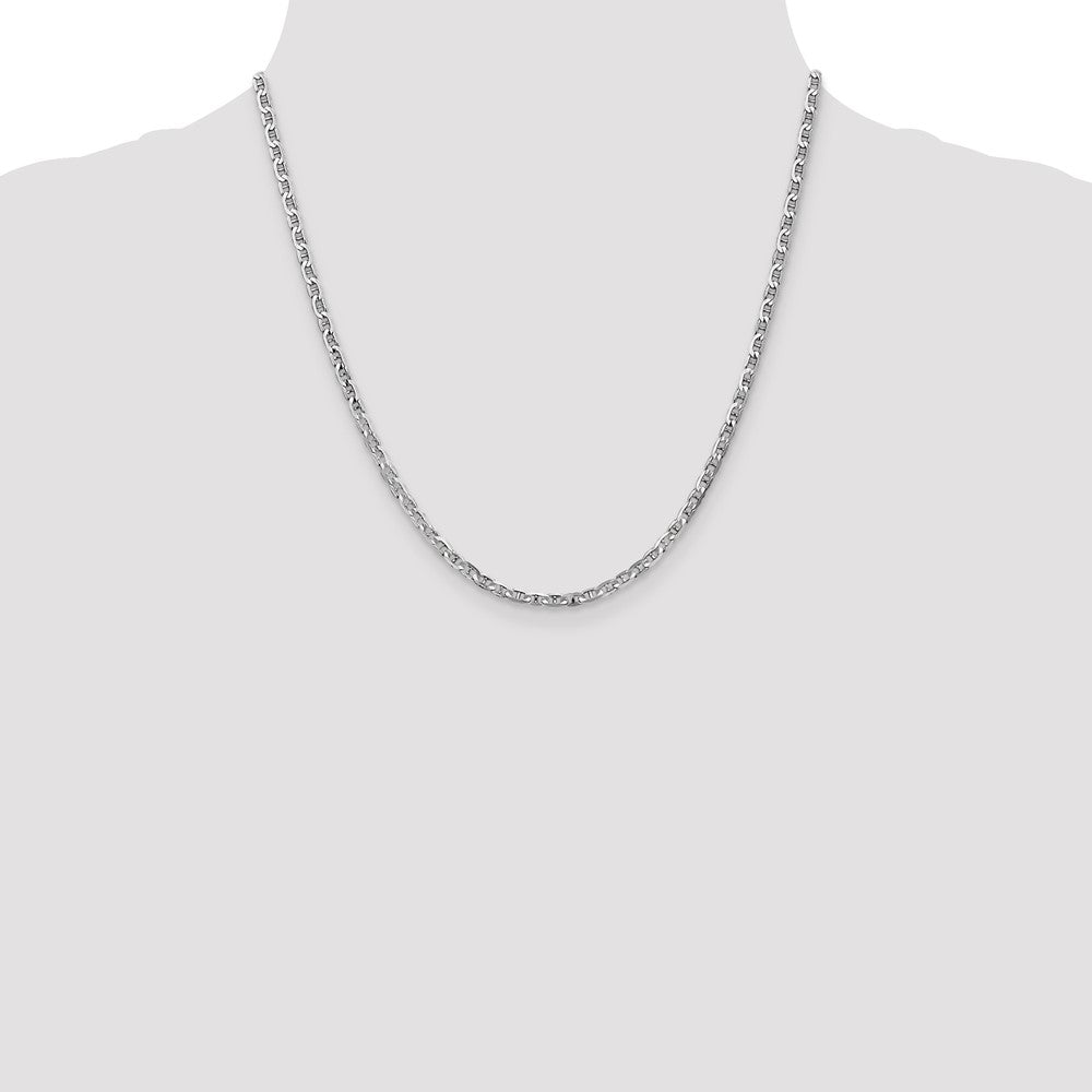 14k White Gold 3mm Concave Anchor Chain - Product Photo