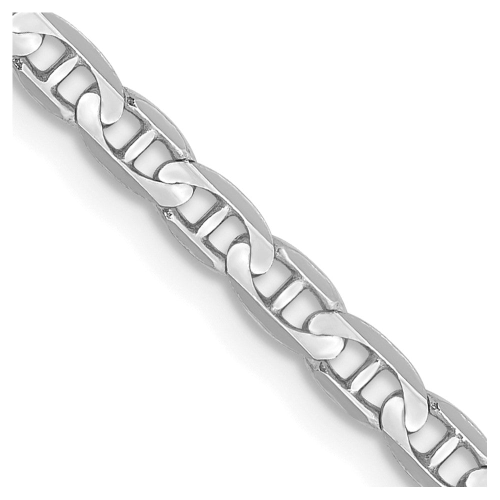 14k White Gold 3mm Concave Anchor Chain - Product Photo