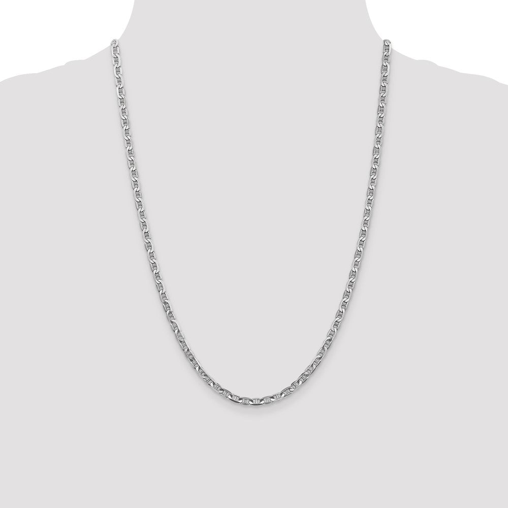 14k White Gold 3.75mm Concave Anchor Chain - Product Photo
