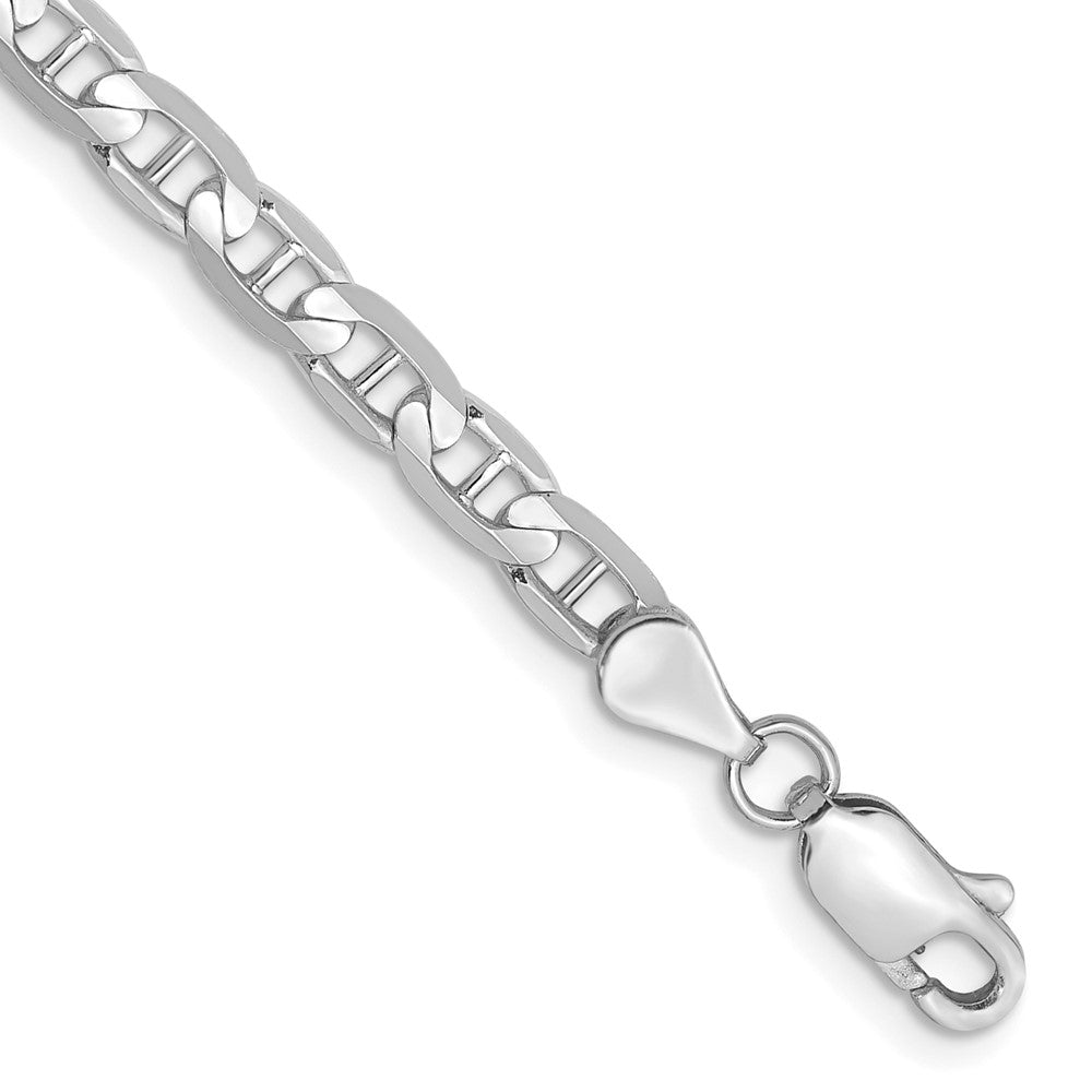14K White Gold 3.75mm Concave Anchor Chain Bracelet 7"-8"