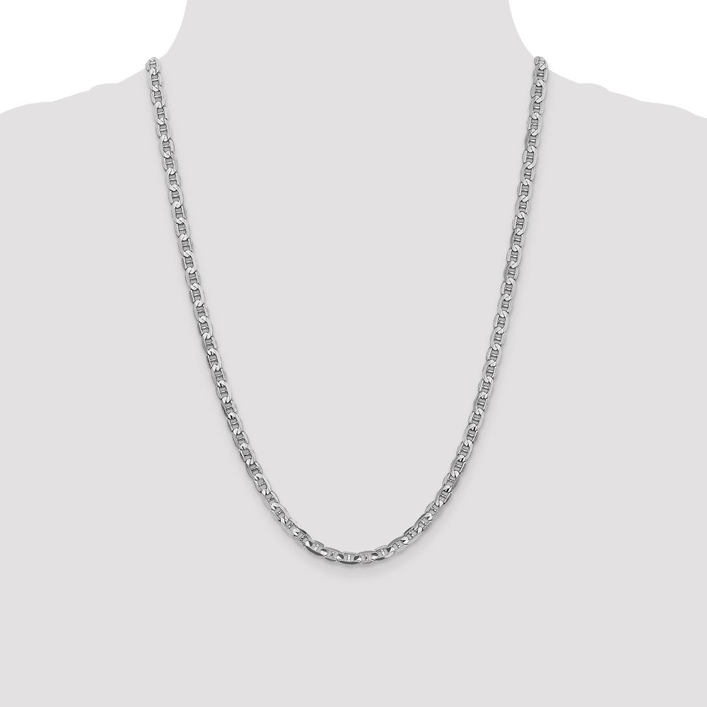 14k White Gold 4.5mm Concave Anchor Chain - Product Photo