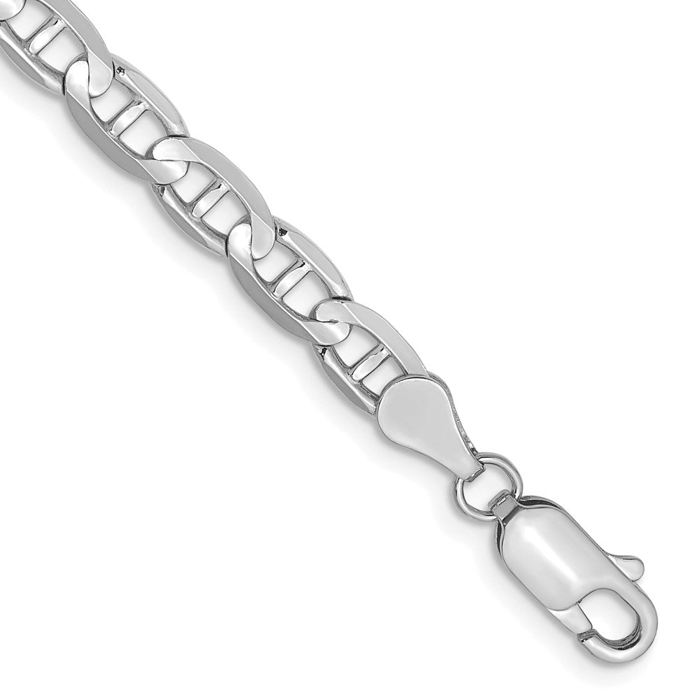 14K White Gold 4.5mm Concave Anchor Chain Bracelet 7"-8"
