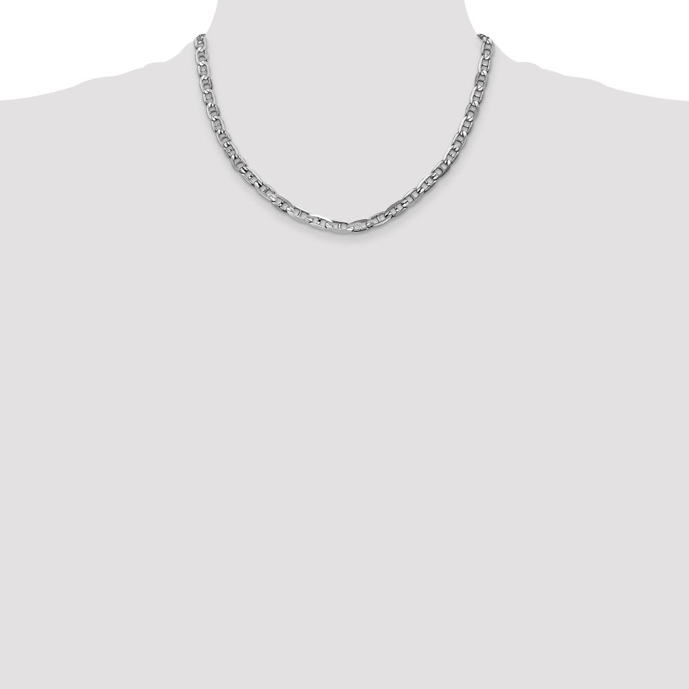 14k White Gold 5.25mm Concave Anchor Chain - Product Photo