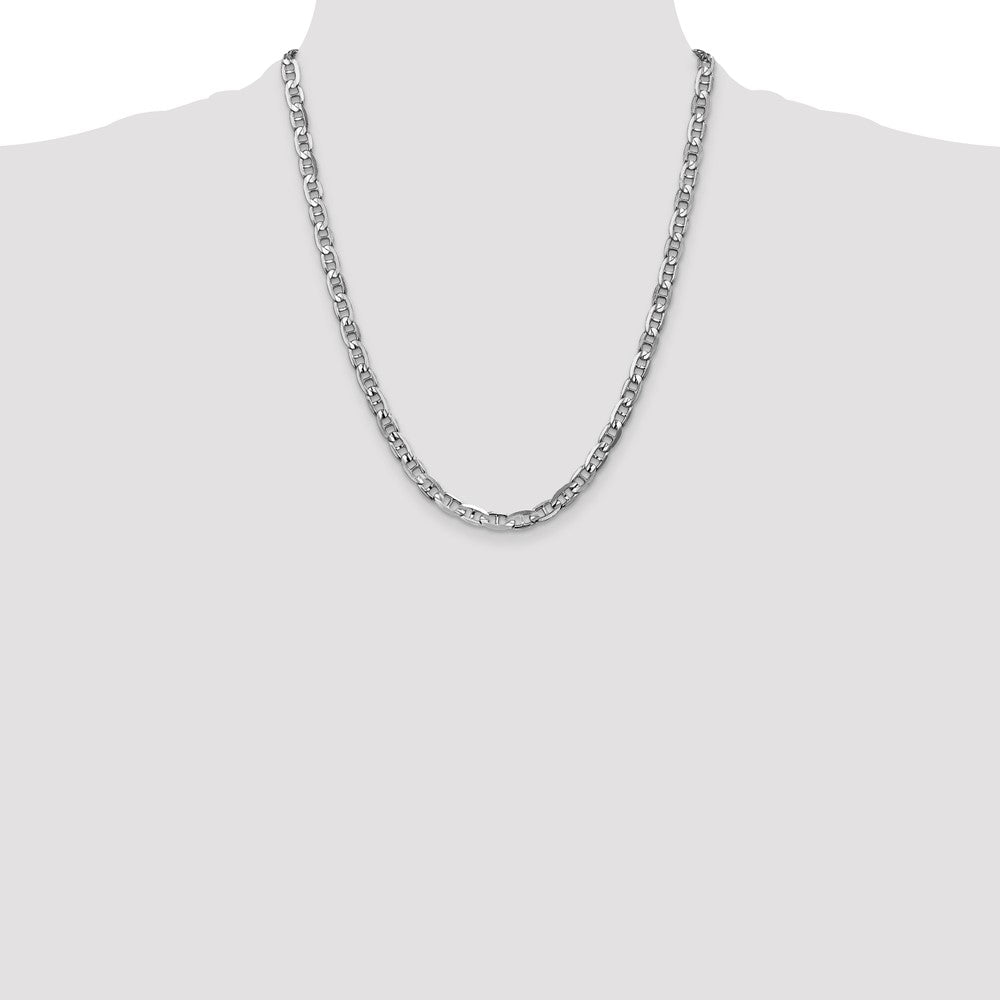 14k White Gold 5.25mm Concave Anchor Chain - Product Photo