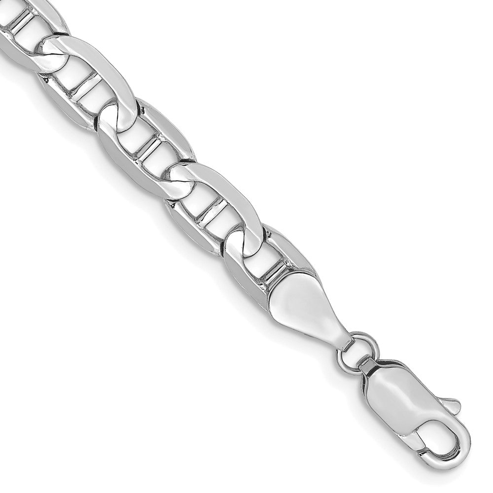 14K White Gold 5.25mm Concave Anchor Chain Bracelet 7"-8"