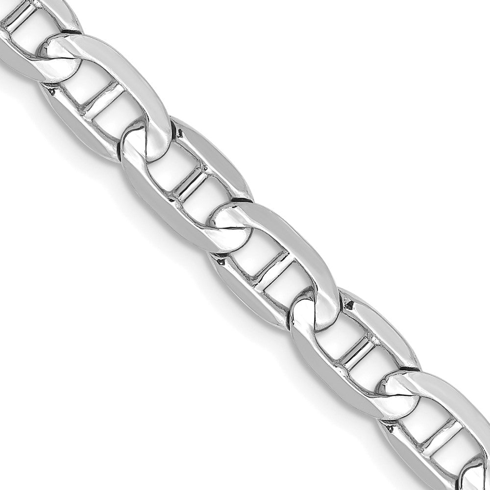 14K White Gold 5.25mm Concave Anchor Chain Necklace 18"-24"
