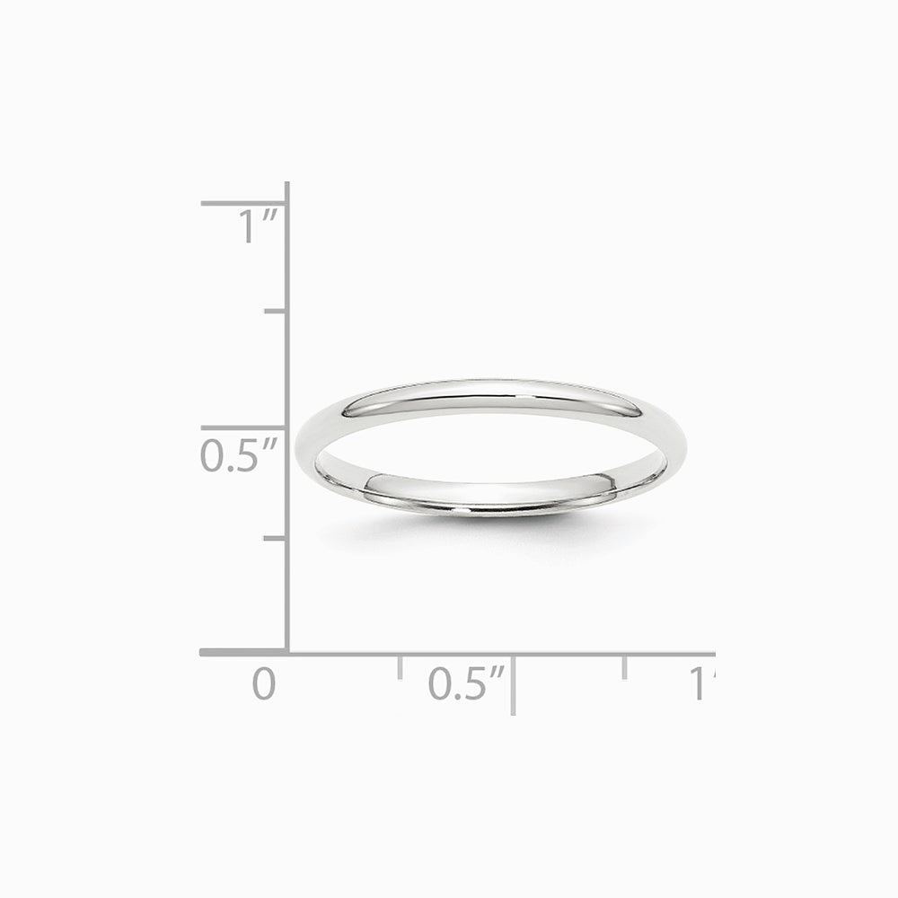 14K White Gold 2 mm Lightweight Comfort Fit Band - Product Photo