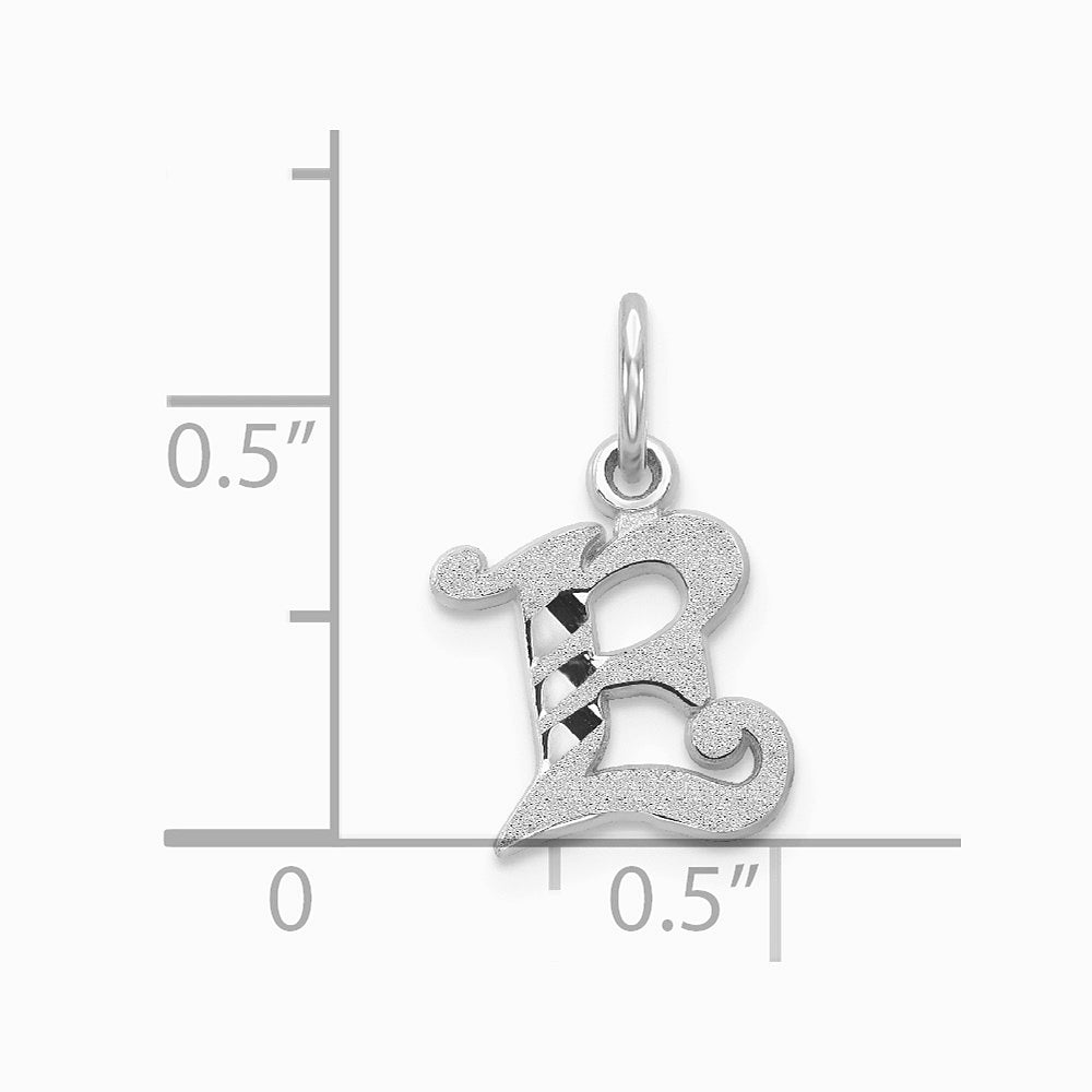10K / 14K White Gold 10KW Diamond-cut Initial E Charm - Product Photo