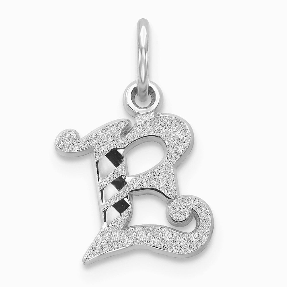 10K / 14K White Gold 10KW Diamond-cut Initial E Charm - Product Photo