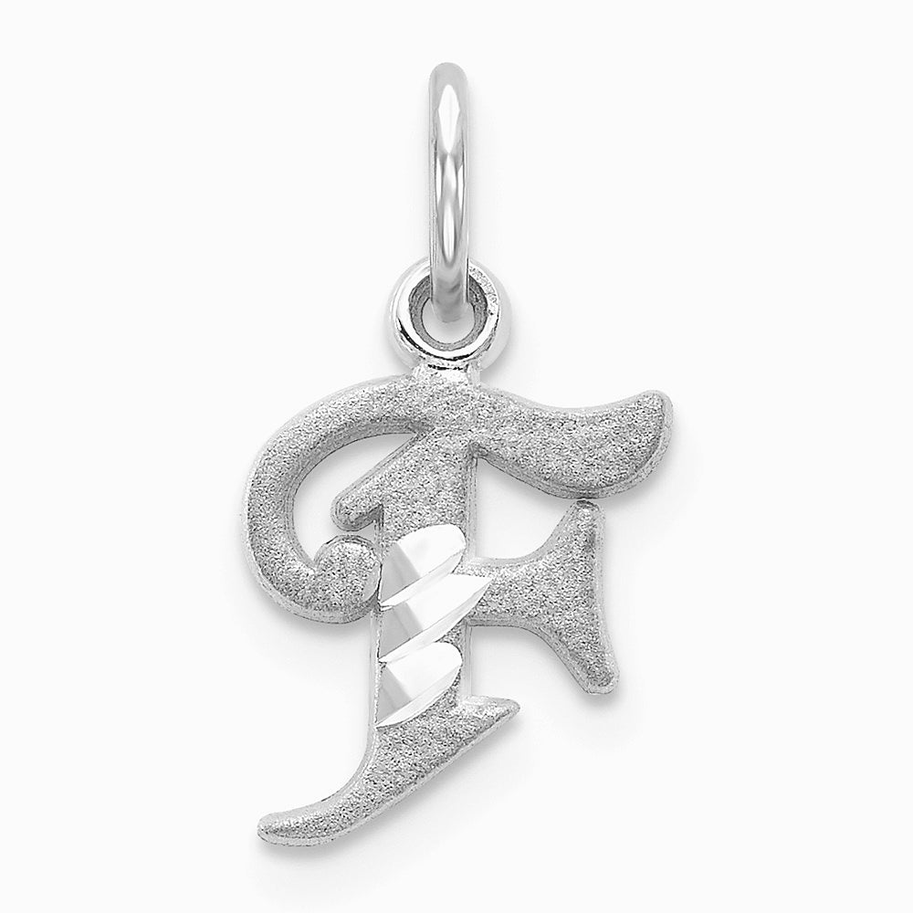 10K / 14K White Gold 10KW Diamond-cut Initial F Charm - Product Photo