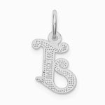 10K / 14K White Gold 10KW Diamond-cut Initial J Charm - Product Photo