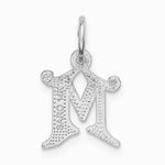 10K / 14K White Gold 10KW Diamond-cut Initial M Charm - Product Photo