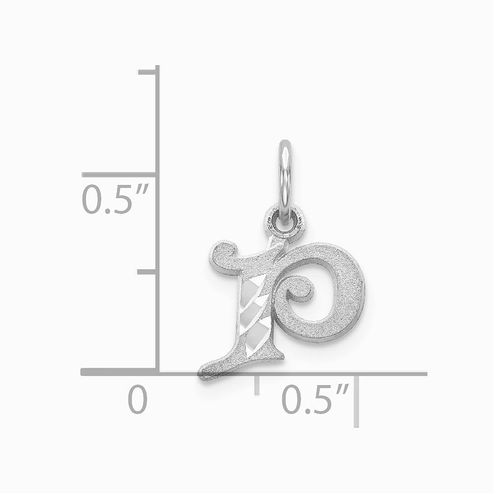 10K / 14K White Gold 10KW Diamond-cut Initial P Charm - Product Photo